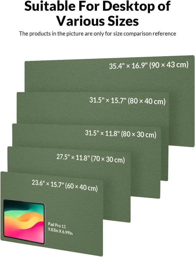 Alt view image 5 of 7 - Leather Desk Pad Protector, 27.5" x 12",Olive Green Desk Mat