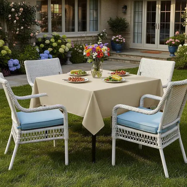 Alt view image 2 of 7 - Natural Square Tablecloths 54x54 Inch Fabric Card Table Cloth