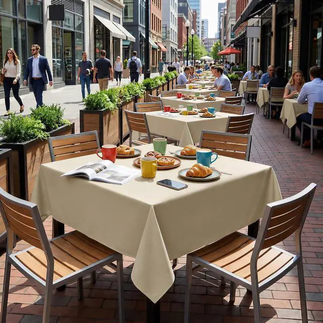 Alt view image 4 of 7 - Natural Square Tablecloths 54x54 Inch Fabric Card Table Cloth