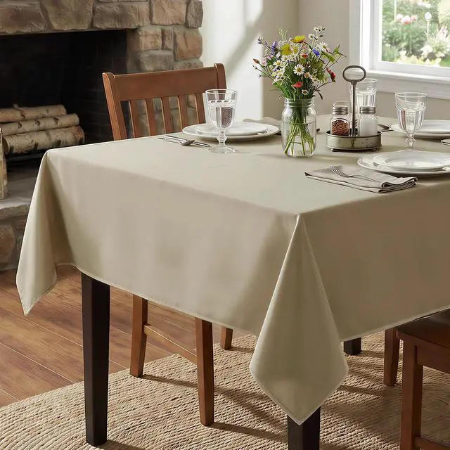 Alt view image 3 of 7 - Natural Square Tablecloths 54x54 Inch Fabric Card Table Cloth
