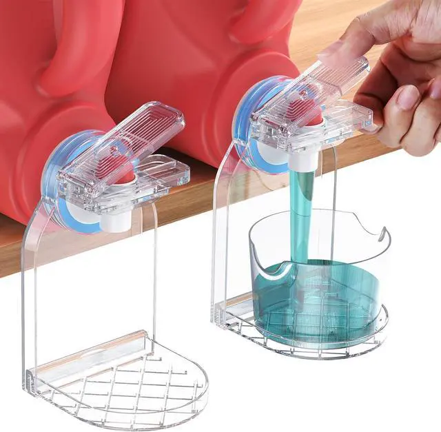 Main image of Laundry Detergent Dispenser Cup Holder & Nozzle Force-Saving Switch, Drip Catcher, Soap Dispenser, laundry room organization decor (Clear 2 Pack)
