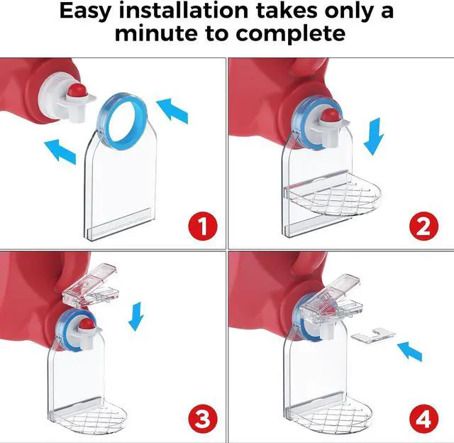 Alt view image 6 of 6 - Laundry Detergent Dispenser Cup Holder & Nozzle Force-Saving Switch, Drip Catcher, Soap Dispenser, laundry room organization decor (Clear 2 Pack)