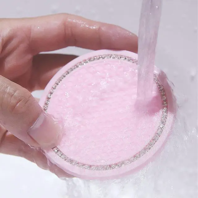 Alt view image 4 of 6 - 2 Pack Bling Cup Holder Insert Coasters, 2.75 Inch Soft Crystal Rhinestone Rubber Pad Set Round Auto Drink Coaster Car Interior Accessories (Pink)