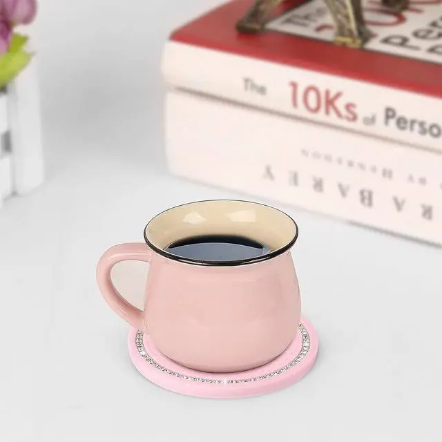 Alt view image 3 of 6 - 2 Pack Bling Cup Holder Insert Coasters, 2.75 Inch Soft Crystal Rhinestone Rubber Pad Set Round Auto Drink Coaster Car Interior Accessories (Pink)