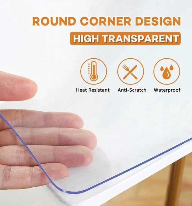 Alt view image 2 of 7 - New Clear Plastic Table Cover Protector 12x24 Inch Transparent Rectangular Tablecloth 1.5mm Thick Vinyl Table Pad Protector Mat for Kitchen Countertop Dining End Table Night Stand Tablecloth Protector