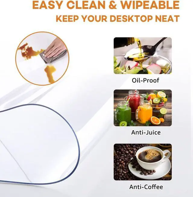Alt view image 4 of 7 - New Clear Plastic Table Cover Protector 12x24 Inch Transparent Rectangular Tablecloth 1.5mm Thick Vinyl Table Pad Protector Mat for Kitchen Countertop Dining End Table Night Stand Tablecloth Protector