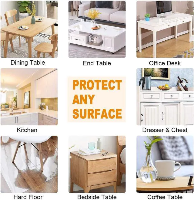 Alt view image 5 of 7 - New Clear Plastic Table Cover Protector 12x24 Inch Transparent Rectangular Tablecloth 1.5mm Thick Vinyl Table Pad Protector Mat for Kitchen Countertop Dining End Table Night Stand Tablecloth Protector