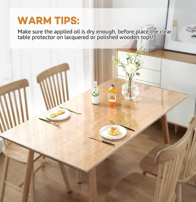 Alt view image 6 of 7 - New Clear Plastic Table Cover Protector 12x24 Inch Transparent Rectangular Tablecloth 1.5mm Thick Vinyl Table Pad Protector Mat for Kitchen Countertop Dining End Table Night Stand Tablecloth Protector