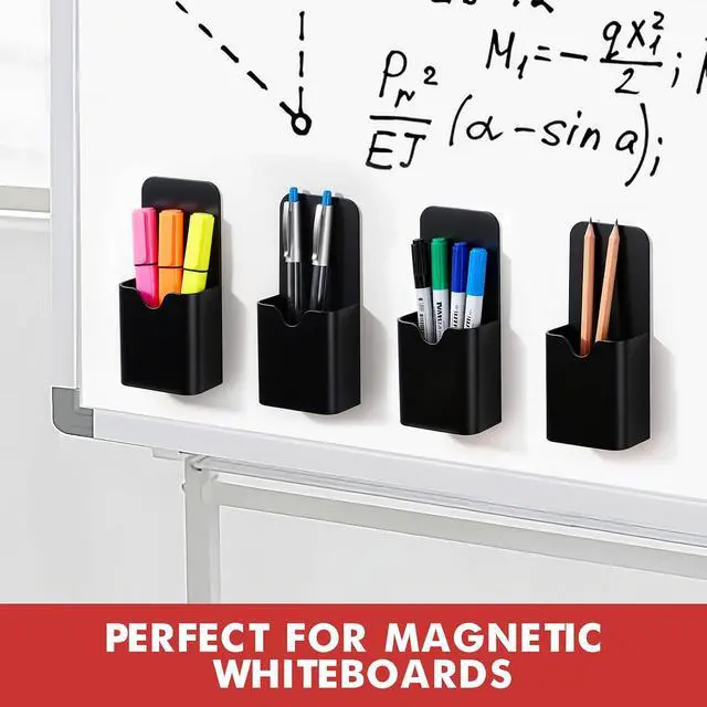 Alt view image 4 of 6 - Magnetic Pen Holder for Refrigerator, Pencil Cup Organizer (Black)