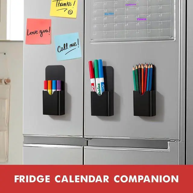 Alt view image 5 of 6 - Magnetic Pen Holder for Refrigerator, Pencil Cup Organizer (Black)