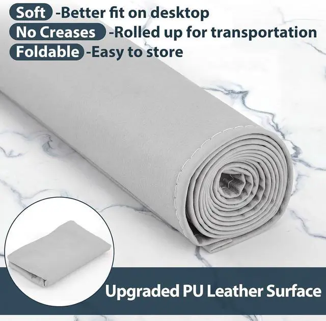 Alt view image 5 of 6 - 47'' x 31.5'' Large Countertop Protector Mat, Painting & Craft Mat for Desk or Floor, Waterproof Heat Resistant PU Leather Tabletop Cover Protector for Kitchen Dining Room, Gray