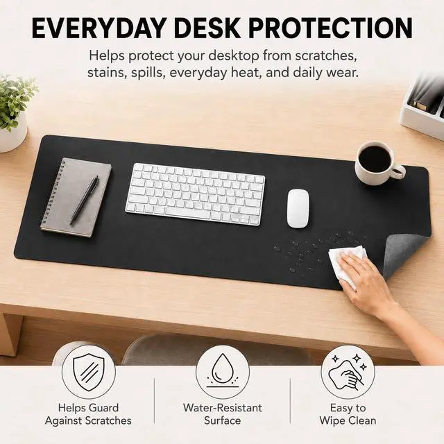Alt view image 3 of 6 - Large Gaming Mouse Pad Desk Mat for Gamer, 31.5" x 11.8", Black PU