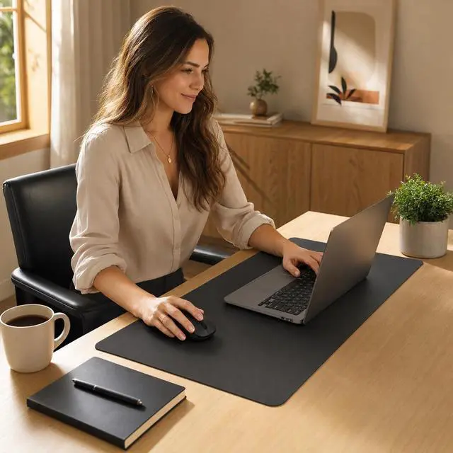 Alt view image 6 of 6 - Large Gaming Mouse Pad Desk Mat for Gamer, 31.5" x 11.8", Black PU