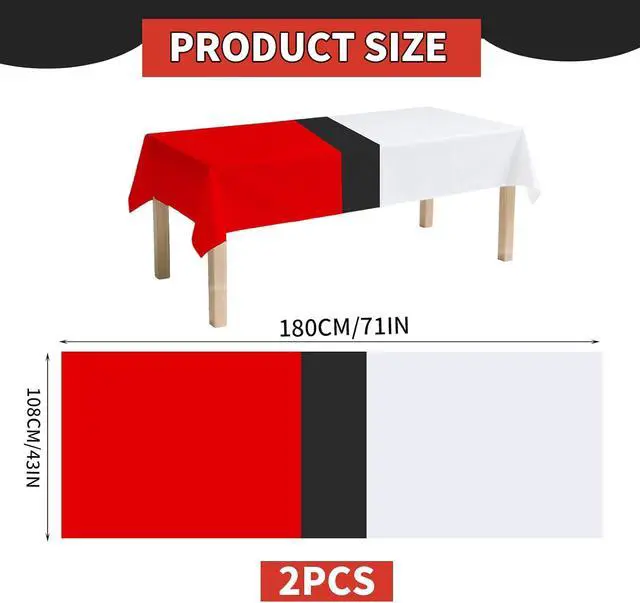Alt view image 2 of 7 - 2pcs Red and White Cartoon Anime Party Tablecloth, 108x180cm/43x71in