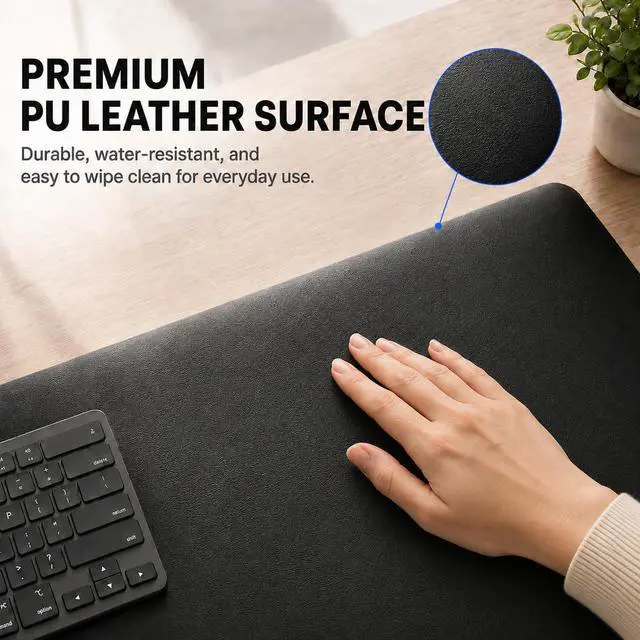 Alt view image 2 of 6 - Large Gaming Mouse Pad Desk Mat for Gamer, 31.5" x 11.8", Black PU