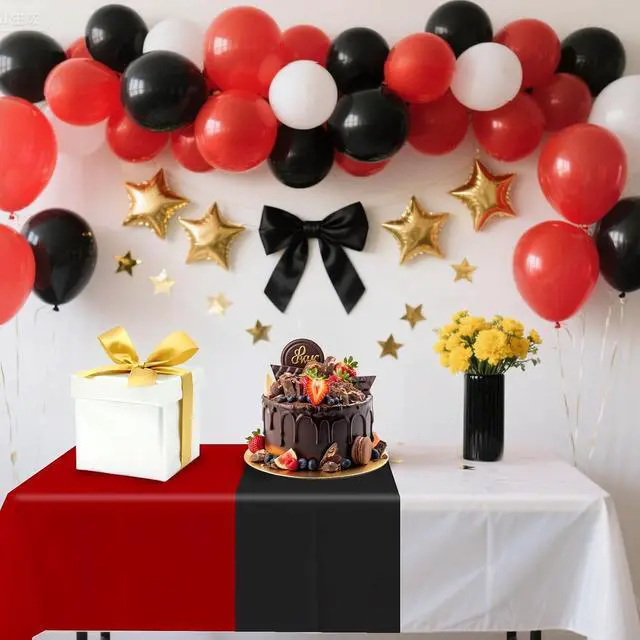Alt view image 3 of 7 - 2pcs Red and White Cartoon Anime Party Tablecloth, 108x180cm/43x71in
