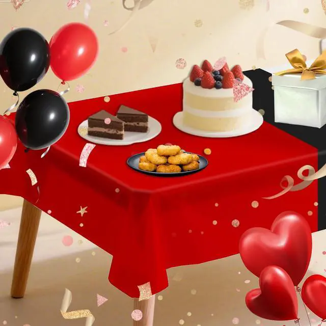 Alt view image 5 of 7 - 2pcs Red and White Cartoon Anime Party Tablecloth, 108x180cm/43x71in