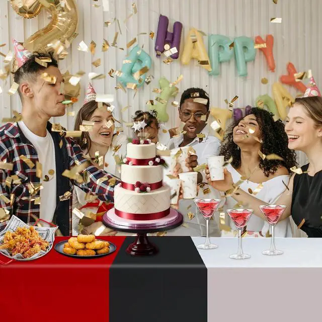 Alt view image 7 of 7 - 2pcs Red and White Cartoon Anime Party Tablecloth, 108x180cm/43x71in
