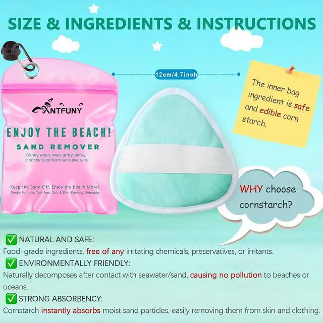 Alt view image 2 of 7 - Triangle Sand Remover for Beach Sandproof Cleaner Eraser Wipe Off Mitt Duster Cup Holder Game Toy Cruise Ship Accessories Summer Vacation Must Have Hawaii Trip Essential Honeymoon Gift Family Towel
