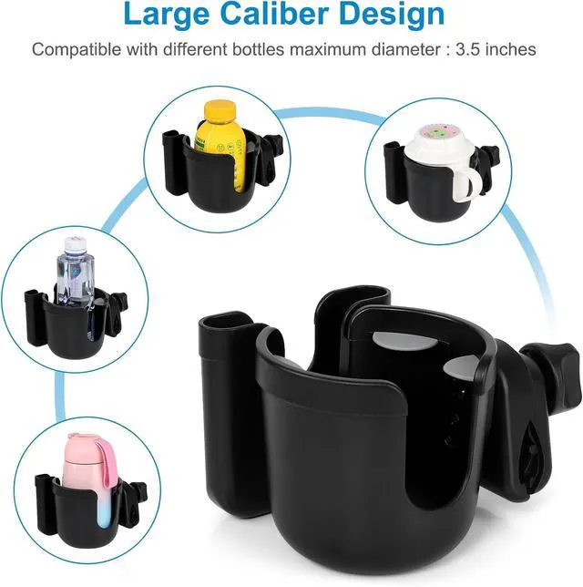 Alt view image 6 of 7 - Wheelchair Cup Holder and Hook, 2-in-1 Walker Cup Holder Attachment, Universal Drinks Holder for Stroller, Scooter, Rollator, Walker, Wheelchair Accessory