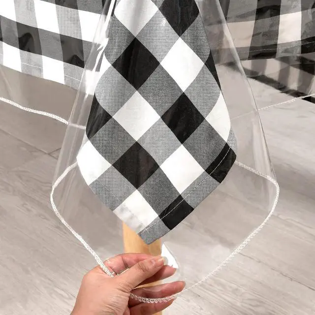 Main image of 60" x 84" Clear Plastic Tablecloth 100% Waterproof Vinyl Table Cover