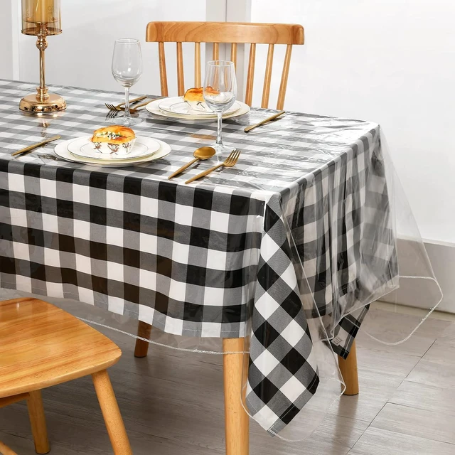 Alt view image 2 of 7 - 60" x 84" Clear Plastic Tablecloth 100% Waterproof Vinyl Table Cover