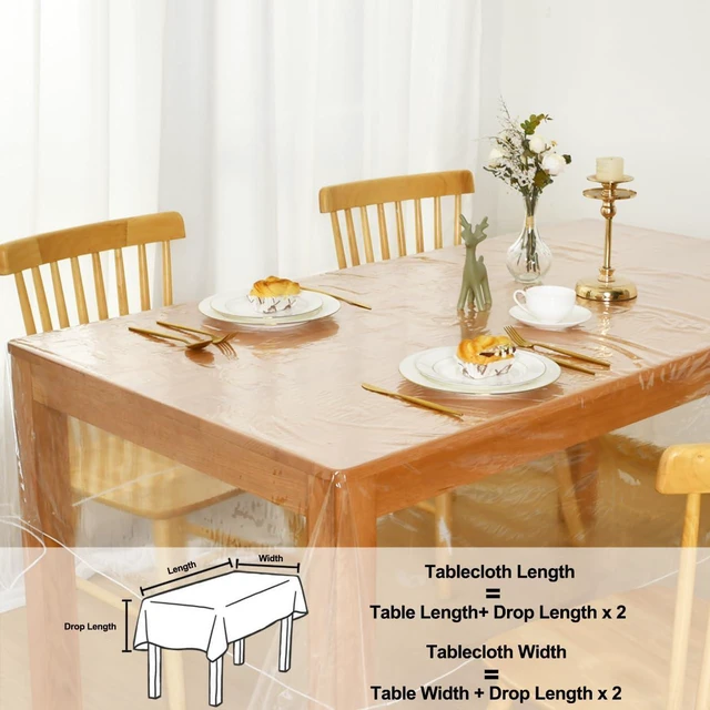 Alt view image 6 of 7 - 60" x 84" Clear Plastic Tablecloth 100% Waterproof Vinyl Table Cover