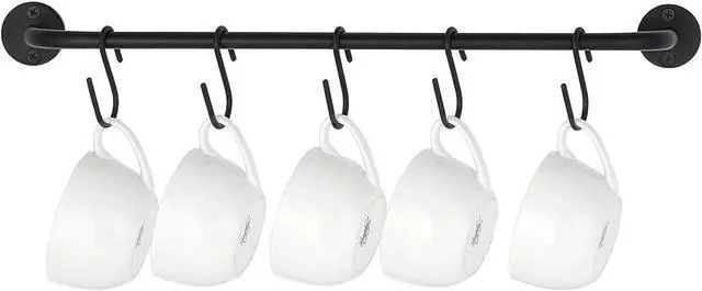 Main image of Wall Mounted Mug Holder, Coffee Cup Hanger Rack with 5 Hooks, 1 Pack