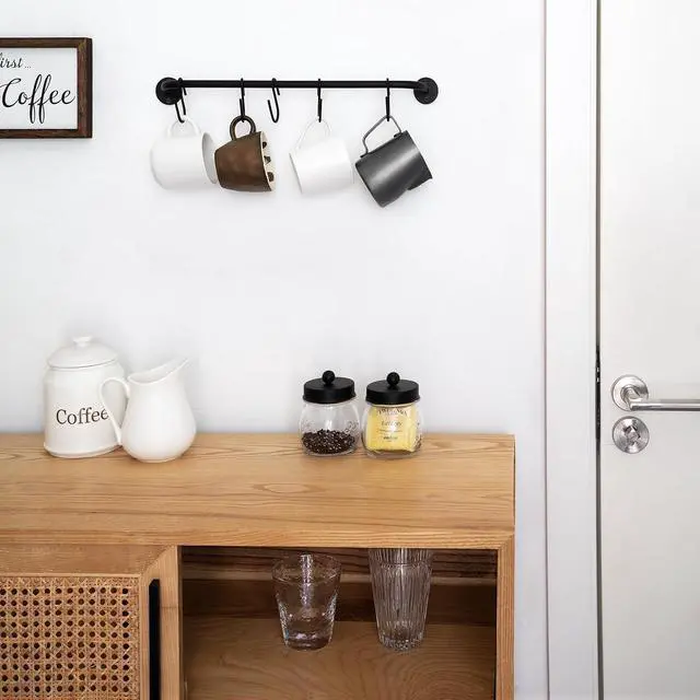 Alt view image 2 of 6 - Wall Mounted Mug Holder, Coffee Cup Hanger Rack with 5 Hooks, 1 Pack