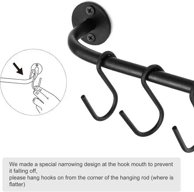 Alt view image 4 of 6 - Wall Mounted Mug Holder, Coffee Cup Hanger Rack with 5 Hooks, 1 Pack