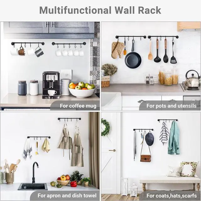 Alt view image 5 of 6 - Wall Mounted Mug Holder, Coffee Cup Hanger Rack with 5 Hooks, 1 Pack