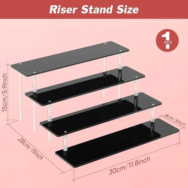 Alt view image 2 of 7 - 4 Tier Acrylic Display Risers, Black Perfume Organizer, Cupcake Stand
