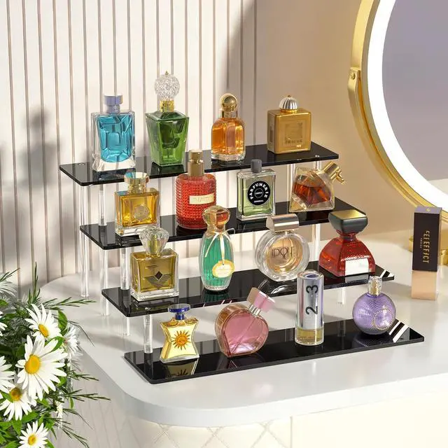 Alt view image 6 of 7 - 4 Tier Acrylic Display Risers, Black Perfume Organizer, Cupcake Stand