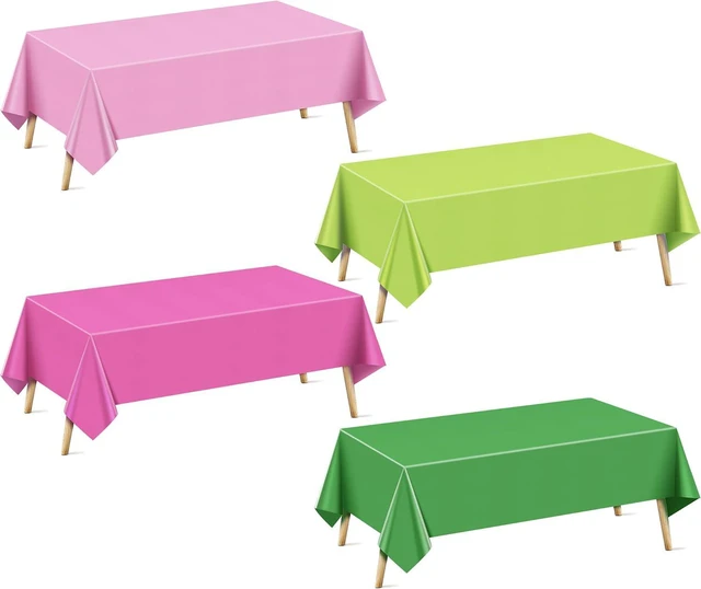Main image of 4 Pieces Pink & Green Series Rectangle Tablecloth, 54x72" Solid Color Waterproof & Spillproof Disposable Plastic Table Cover, Durable Party Tablecloth for Dining, Buffet, Picnic, Outdoor Events