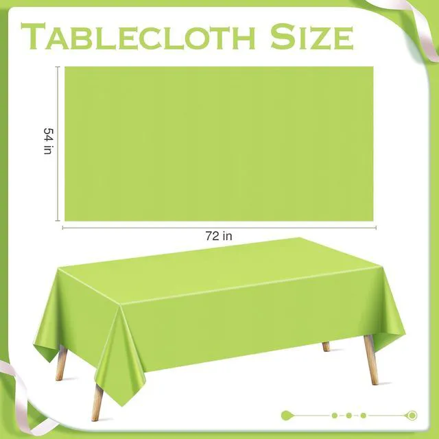 Alt view image 2 of 7 - 4 Pieces Pink & Green Series Rectangle Tablecloth, 54x72" Solid Color Waterproof & Spillproof Disposable Plastic Table Cover, Durable Party Tablecloth for Dining, Buffet, Picnic, Outdoor Events