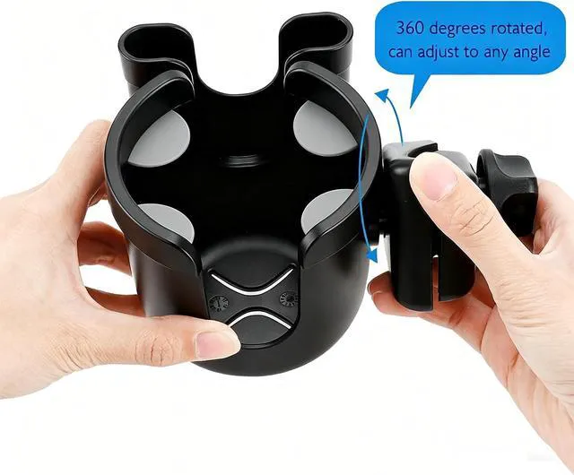 Alt view image 4 of 7 - Wheelchair Cup Holder and Hook, 2-in-1 Walker Cup Holder Attachment, Universal Drinks Holder for Stroller, Scooter, Rollator, Walker, Wheelchair Accessory