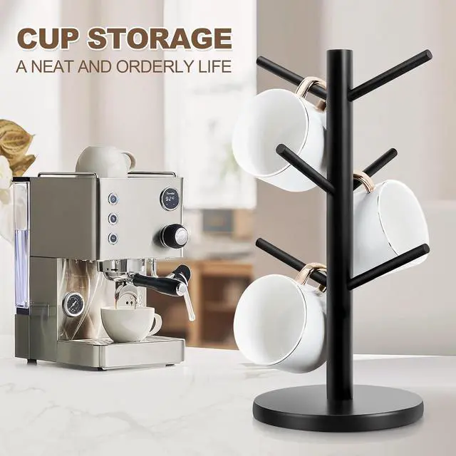 Alt view image 2 of 6 - Wood Mug Holder Tree with 6 Hooks for Countertop
