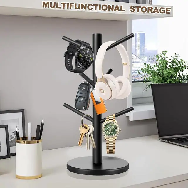 Alt view image 6 of 6 - Wood Mug Holder Tree with 6 Hooks for Countertop