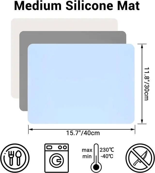 Alt view image 2 of 6 - Silicone Crafts Mat, Silicone Sheets for Crafts, Painting, Nail Arts, Clay, Resin Jewelry Casting Molds Mat, Table Pad Placemat, Nonstick Nonslip, Gray & Beige & Light Blue (15.7x11.8 inch)