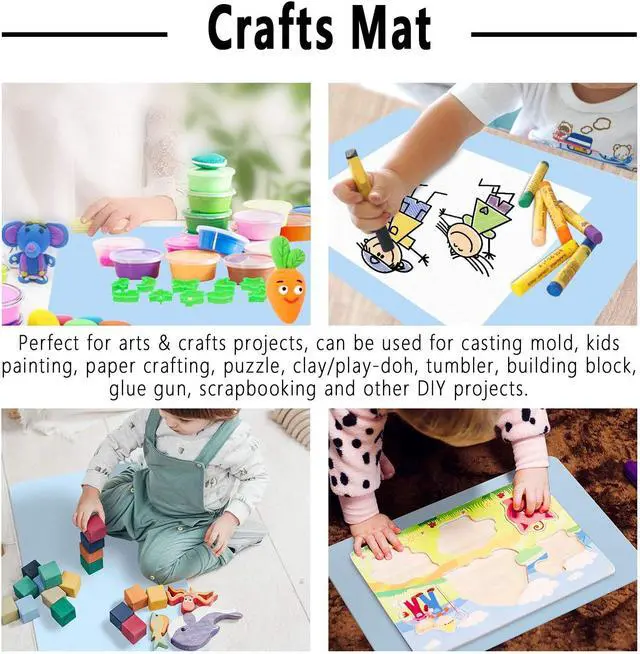 Alt view image 5 of 6 - Silicone Crafts Mat, Silicone Sheets for Crafts, Painting, Nail Arts, Clay, Resin Jewelry Casting Molds Mat, Table Pad Placemat, Nonstick Nonslip, Gray & Beige & Light Blue (15.7x11.8 inch)