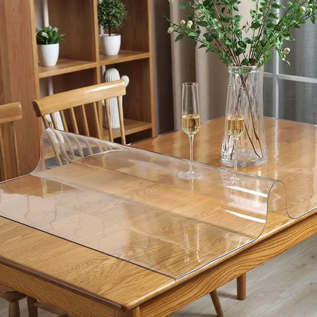 Alt view image 2 of 7 - 14x24 in Office Desk Blotter Mat Clear Plastic Table Protector Cover Pad PVC Transparent Topper Surface Proection Pad Anti Scratch Table Mat Glass Dinner End Waterproof Easy Clean
