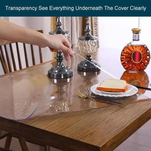 Alt view image 4 of 7 - 14x24 in Office Desk Blotter Mat Clear Plastic Table Protector Cover Pad PVC Transparent Topper Surface Proection Pad Anti Scratch Table Mat Glass Dinner End Waterproof Easy Clean