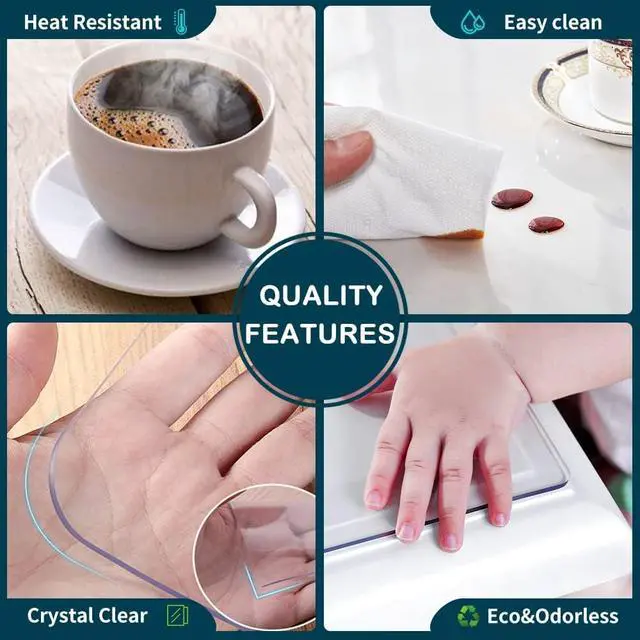 Alt view image 5 of 7 - 14x24 in Office Desk Blotter Mat Clear Plastic Table Protector Cover Pad PVC Transparent Topper Surface Proection Pad Anti Scratch Table Mat Glass Dinner End Waterproof Easy Clean