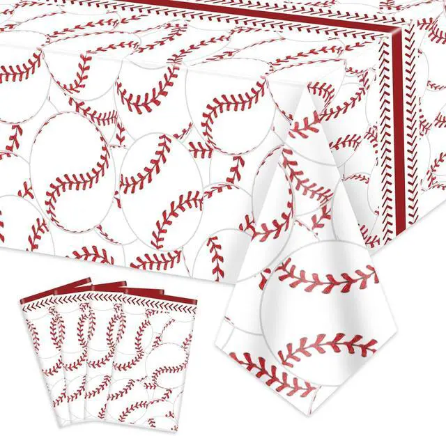 Main image of 4 Pcs Baseball Tablecloths, Rectangular Baseball Pattern Table Cloth Disposable Party Decorations Table Covers for Boys Sports Event Birthday Party Supplies, 51x86 Inch