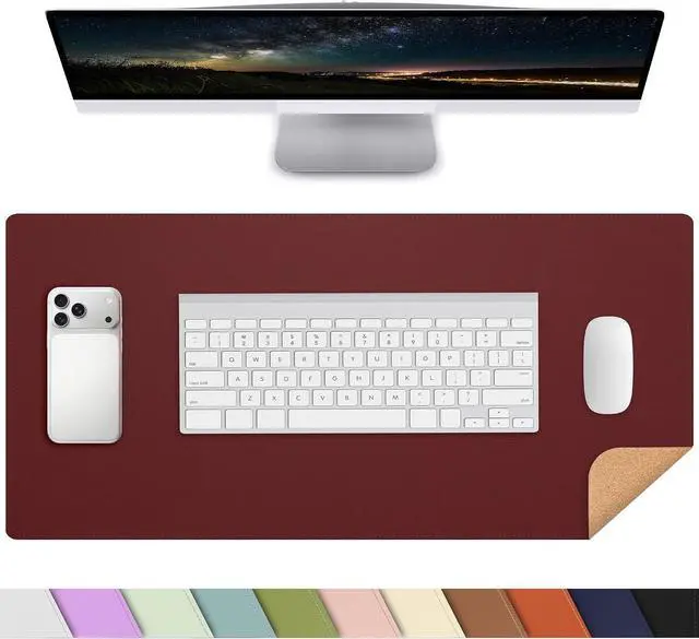 Main image of Leather Desk Pad Protector, 23.6" x 13.7", Red