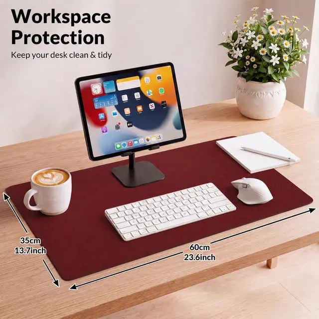 Alt view image 2 of 7 - Leather Desk Pad Protector, 23.6" x 13.7", Red