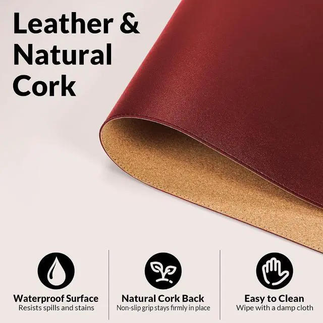 Alt view image 3 of 7 - Leather Desk Pad Protector, 23.6" x 13.7", Red