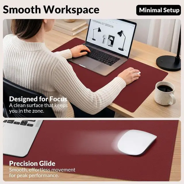 Alt view image 5 of 7 - Leather Desk Pad Protector, 23.6" x 13.7", Red