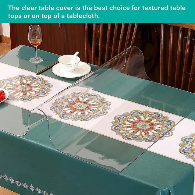 Alt view image 5 of 7 - 14x24 Inch Clear Table Cover Protector 1.5mm Thick PVC Clear Table Protector Clear Desk Mat Pad Plastic Table Cover Vinyl Desk Protector Mat for Office Dresser Writing Desktop