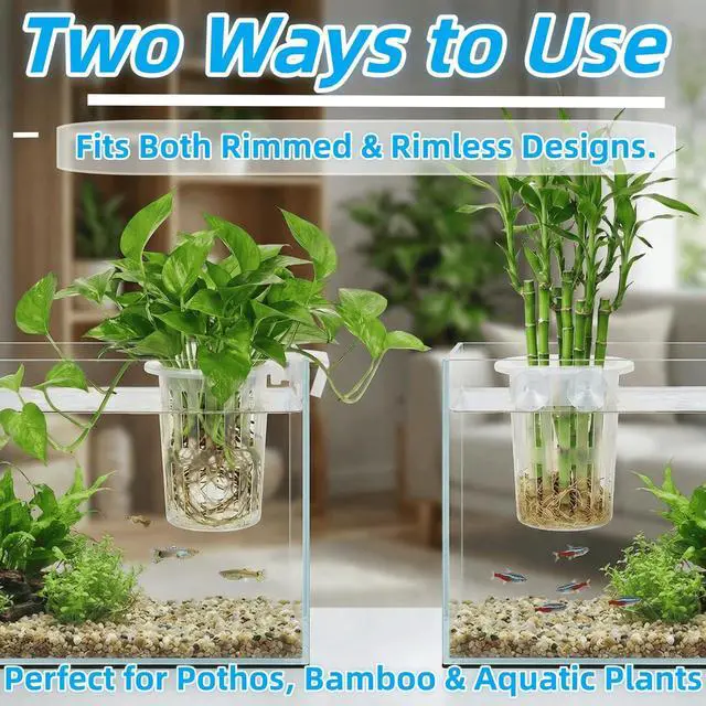 Alt view image 2 of 6 - 2 Pack Aquarium Plant Holder for Fish Tank with Suction Cup & Ext Hook